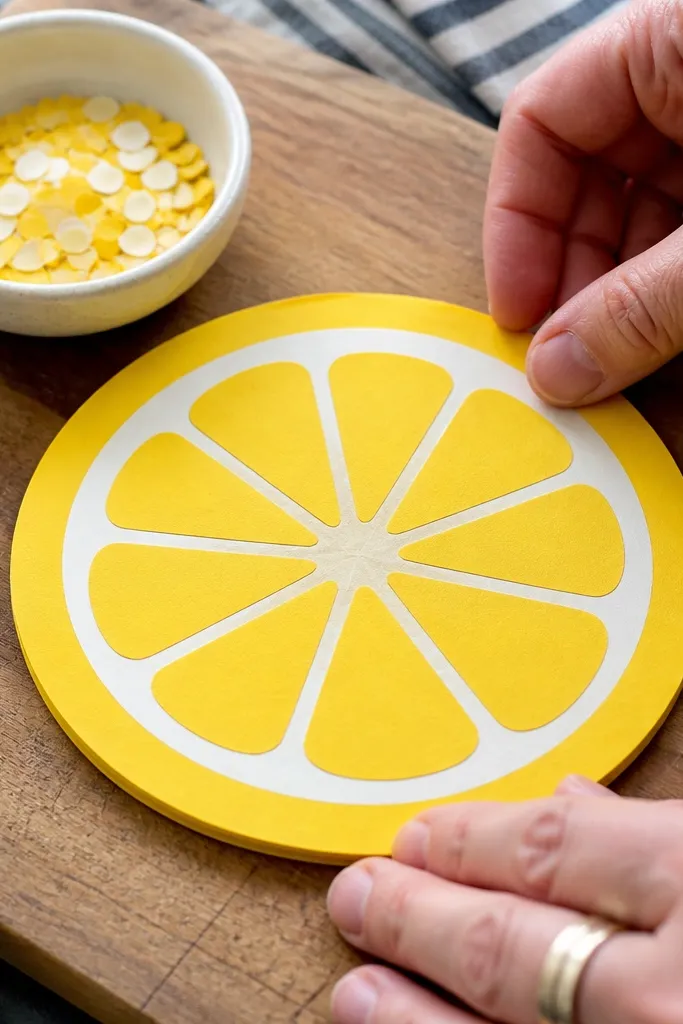 Mini lemon slice paper squishy with a crisp peel outline