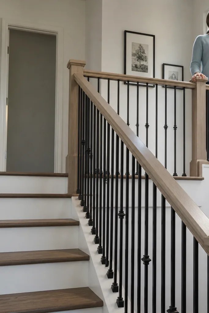 Stair handrail set too low with a gap to the banister