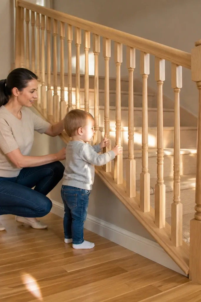 Stair balusters with noticeably large spaces between them
