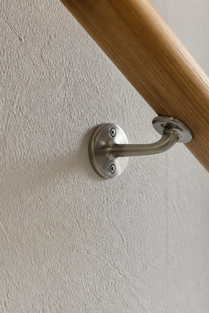 Handrail rubbing near a wall bracket with visible gap