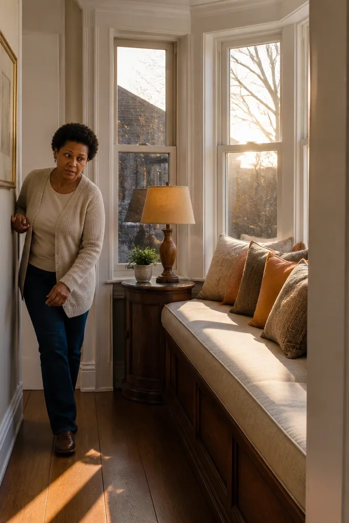 Furniture placed too close to bay edges, leaving a tight path