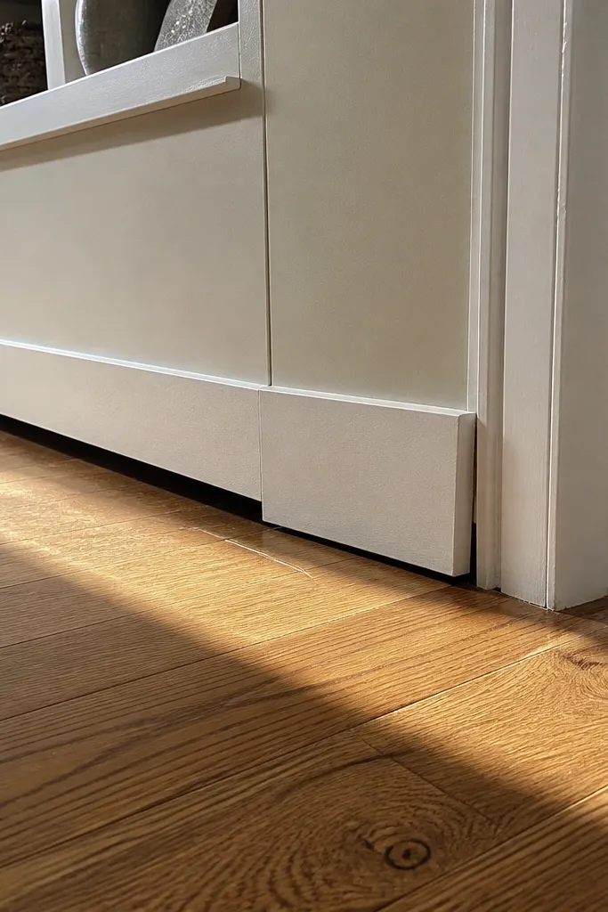 Built-in shelves that don't sit flush with baseboard