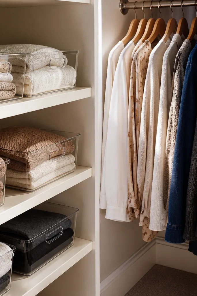 Satin closet liner covering shelves with tidy edges
