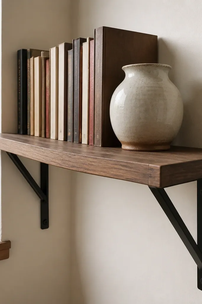 Pretty corner shelf with thin shelf board that flexes under light items