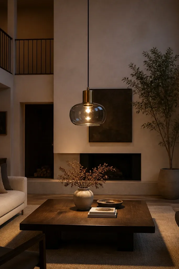 Pendant lights above a table with a too-high hanging height