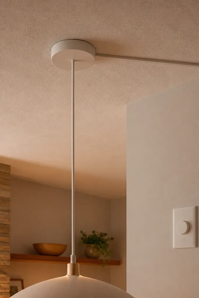 Pendant cord hanging unevenly with visible plug or extra slack