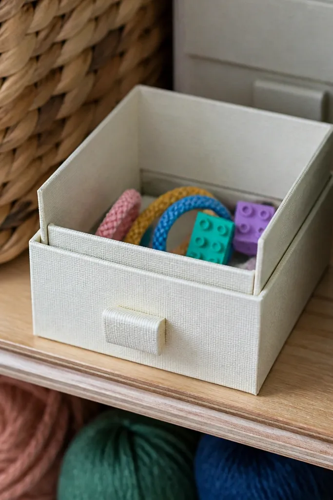 Folded paper drawer box with an open front and folded sides