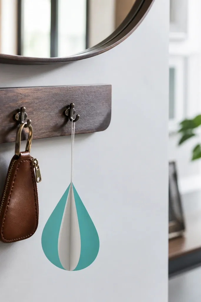 Teardrop paper fold with a small loop at the top for hanging