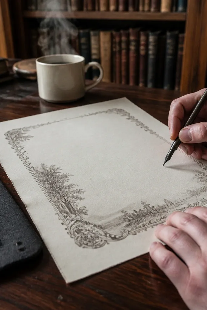 Vintage paper with faint gray ink shadows near edges and along printed lines.
