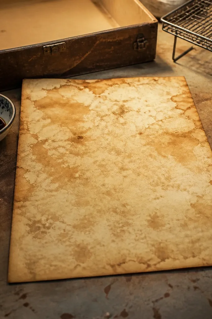 Heavier sepia aging across the whole paper with darker edges and slightly mottled center.