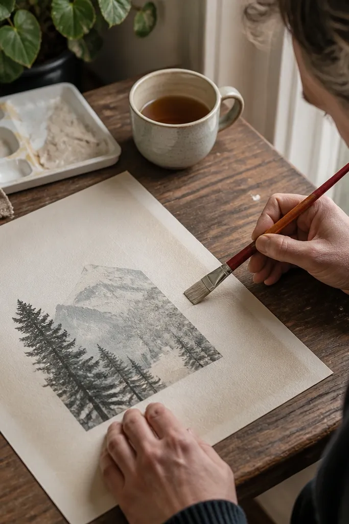 Matte paper with a soft vignette and slightly chalky antique tone.