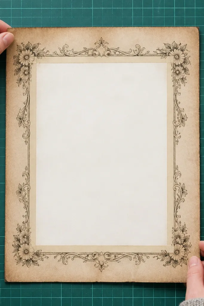 Vintage paper with distressed border edges and a clean readable center.