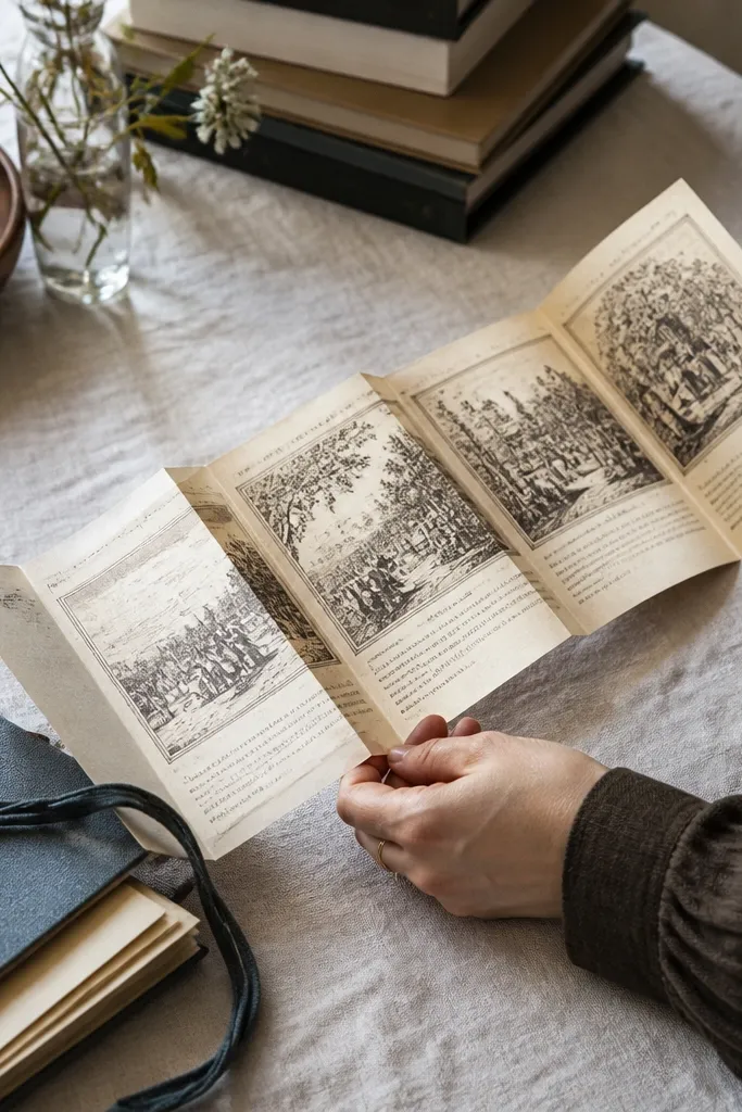 Vintage paper with soft darkened folds and lighter creased highlights.