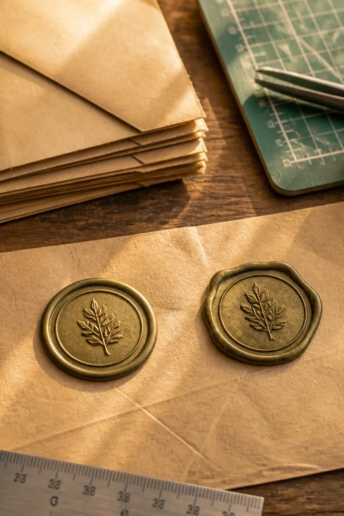 Vintage envelope seal sticker with symmetric cut edges