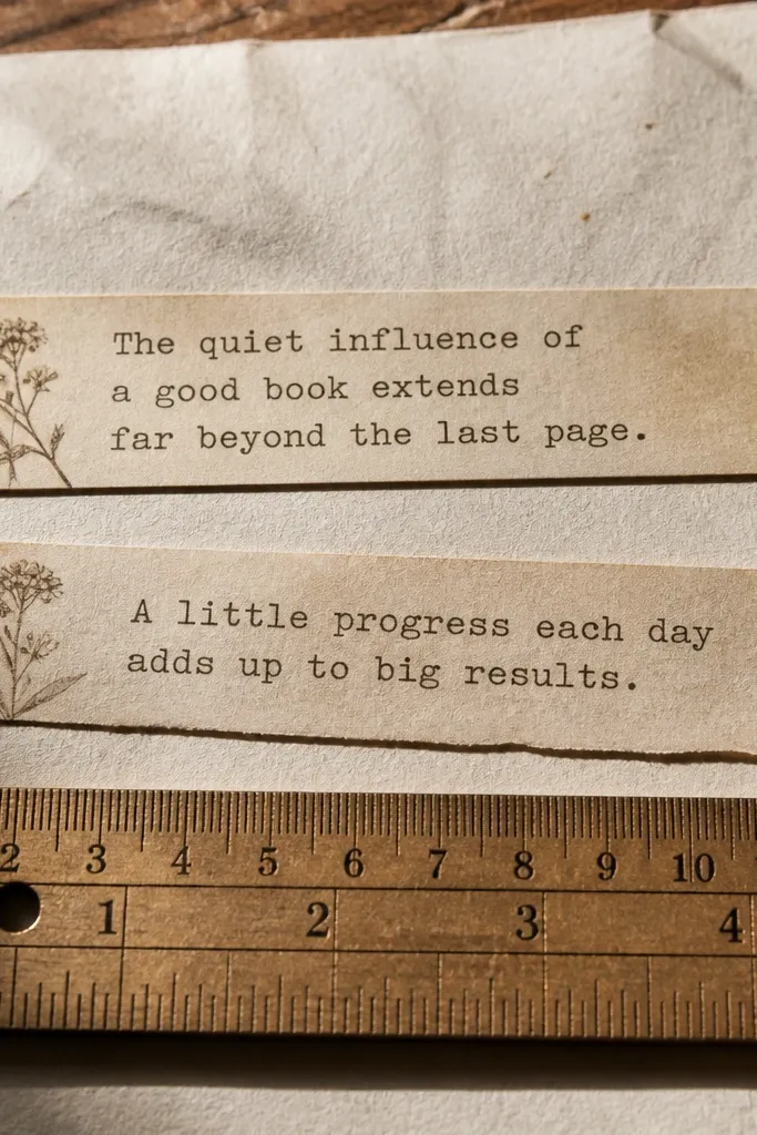 Vintage quote strip sticker with straight edges around faded text