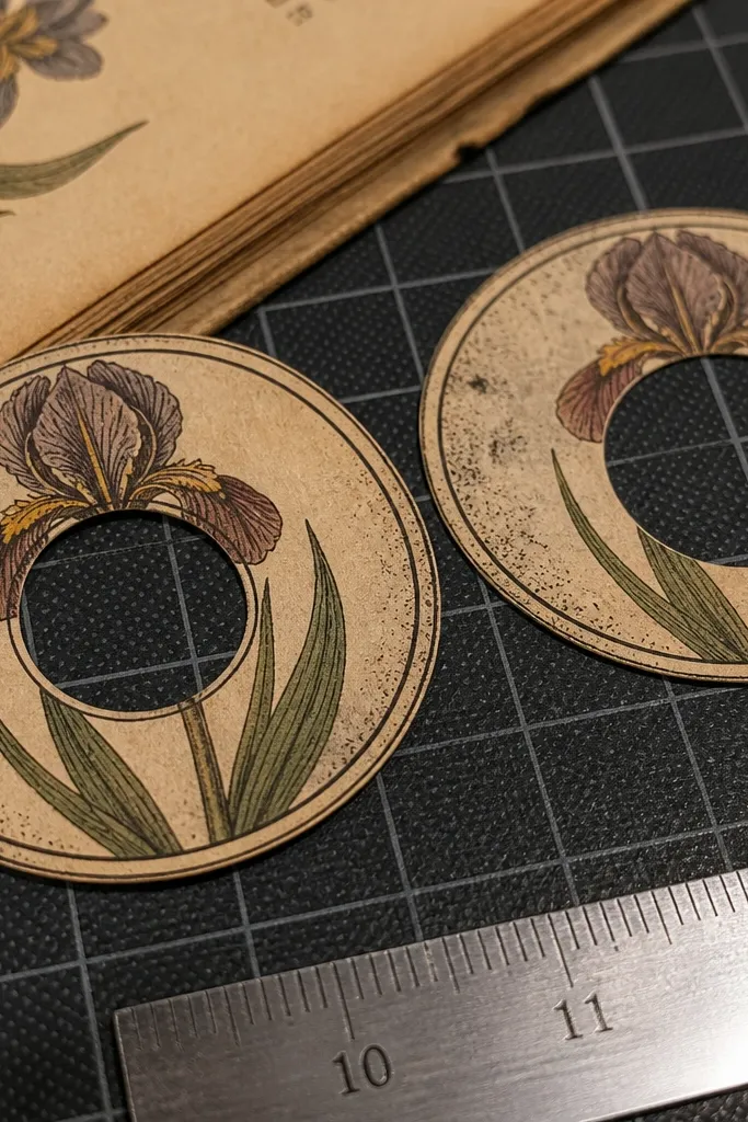 Vintage botanica circle sticker with clean inner ring cut