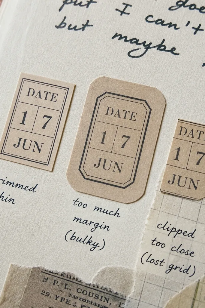 Vintage ticket date label sticker with trimmed edges ready to layer