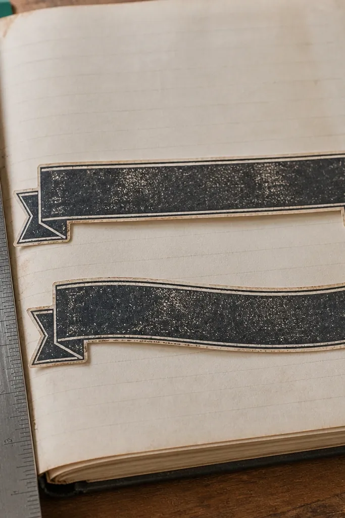 Vintage typography banner sticker with a straight baseline cut