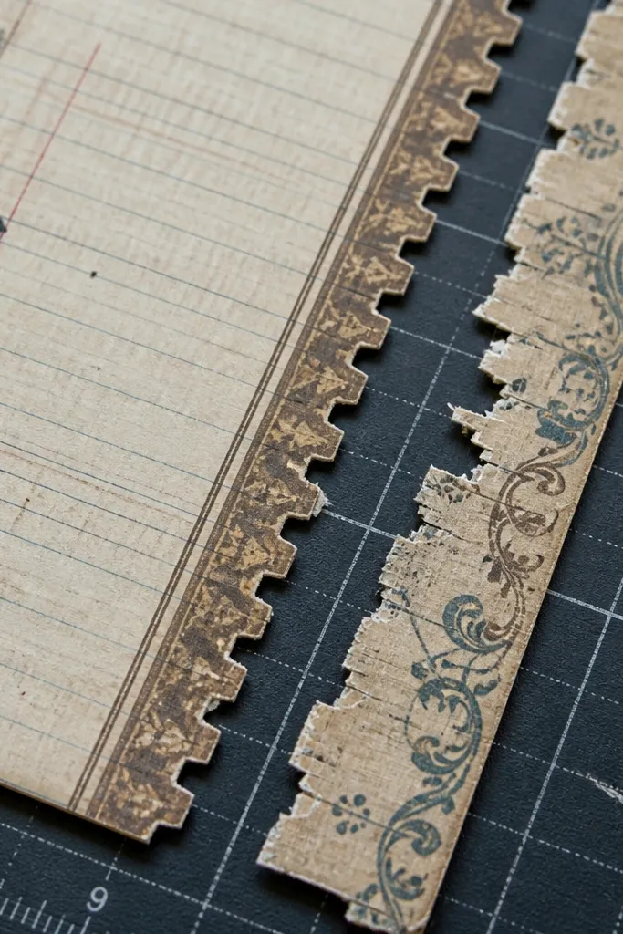 French ledger sticker with tiny notches and clean aged ink edges