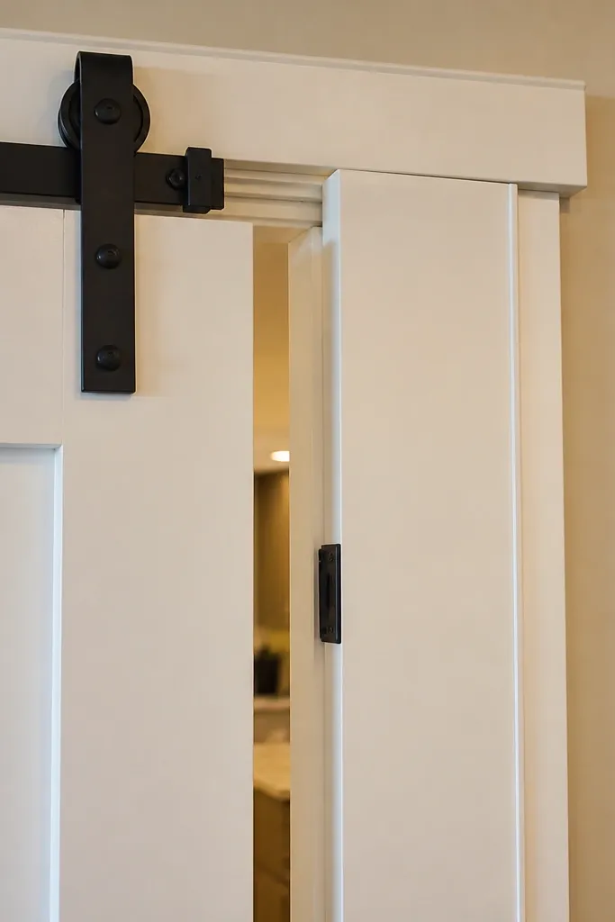 Sliding door stops short of frame with a visible gap