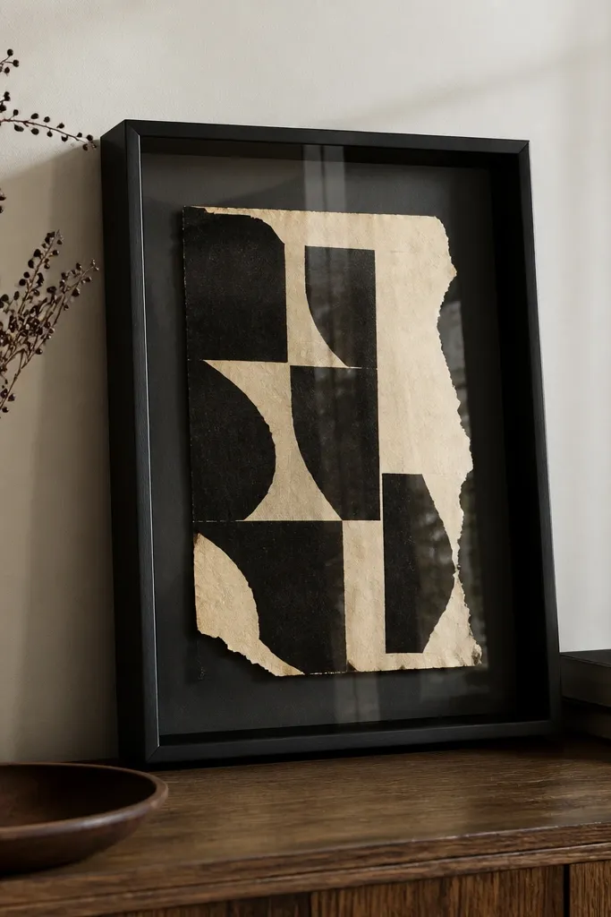 Worn book page with large text blocks and torn-paper edges