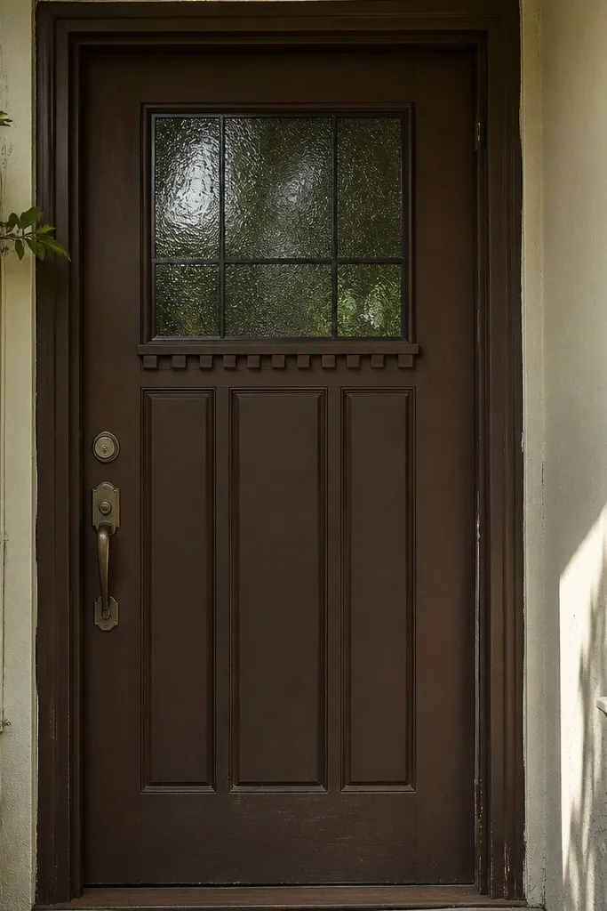Entrance door with visible panel gaps and rattling glass insert