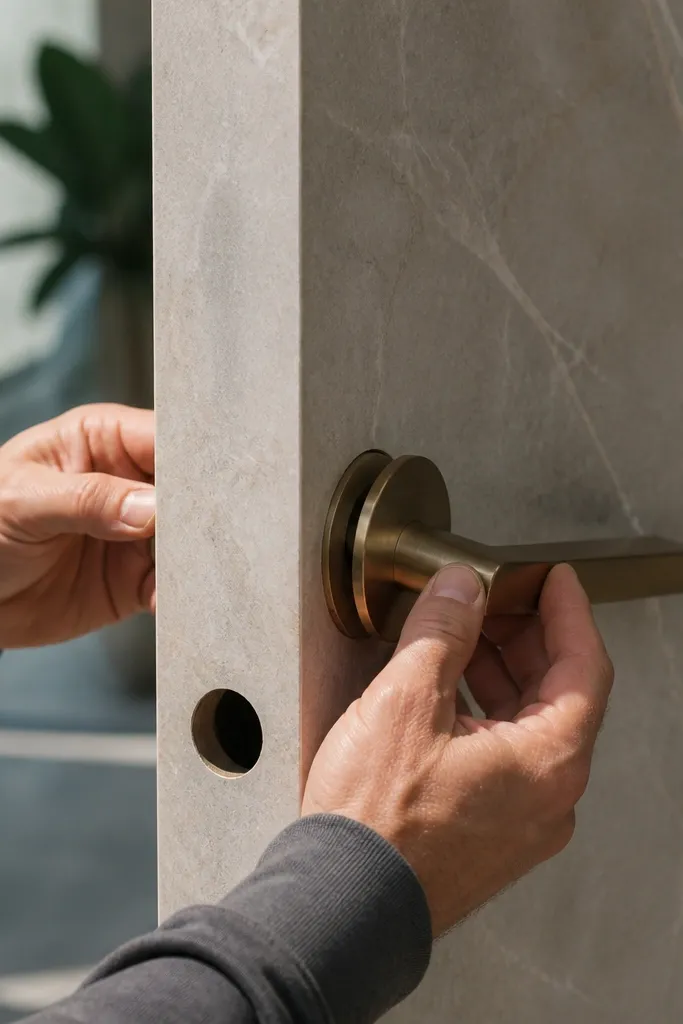 Door handle hardware not fitting flush on a thick slab