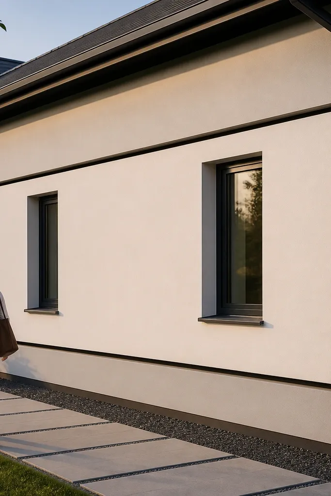House facade with clean horizontal bands and small shadow gaps