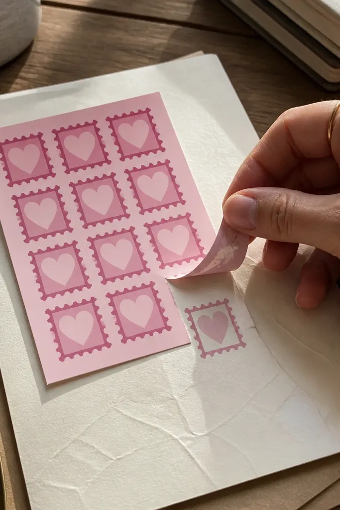 Bubble pink heart stamp with vintage ink texture