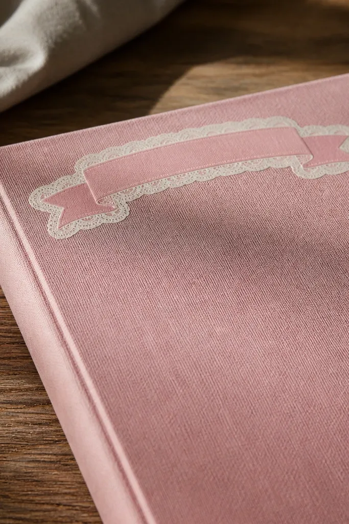 Pink ribbon banner with lace edges and a banner strip