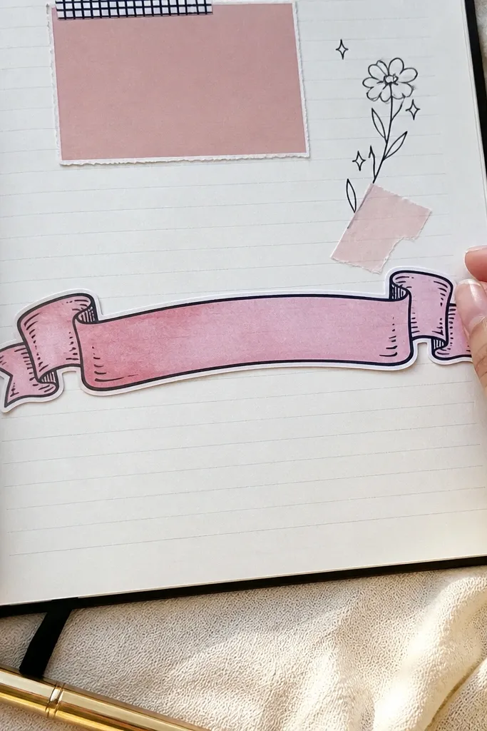 Pink banner with vintage script lettering