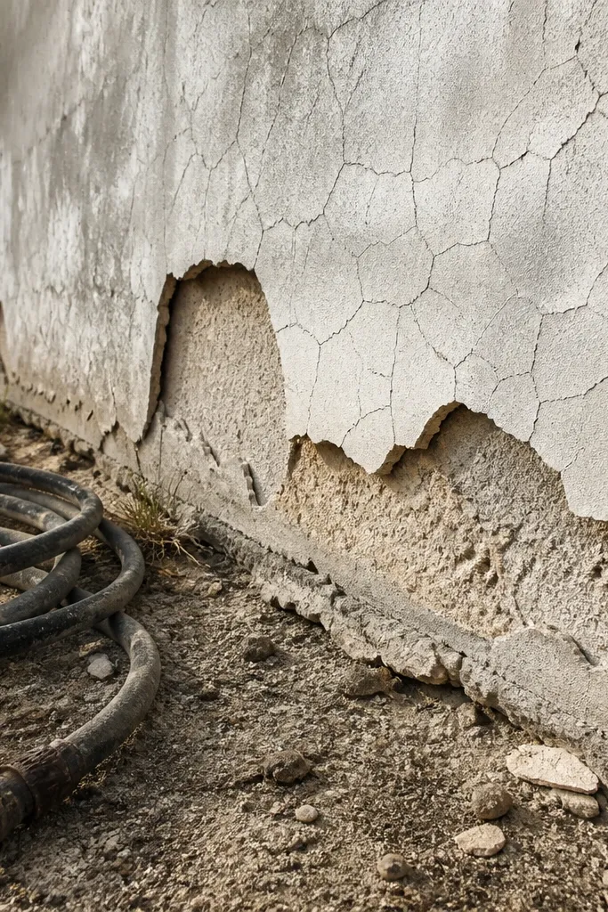 Concrete surface drying quickly with visible shrinkage cracks