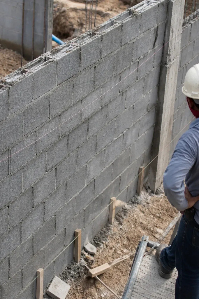 Slanted compound wall line with uneven pillar alignment