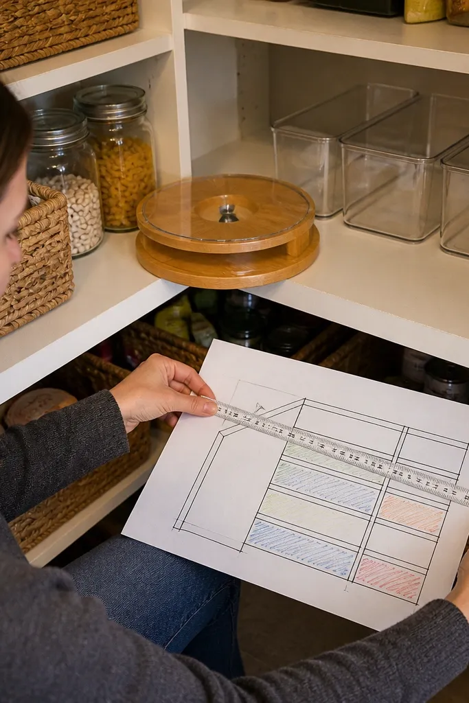 Paper shelf map drawn on a clipboard with measurements and labeled zones