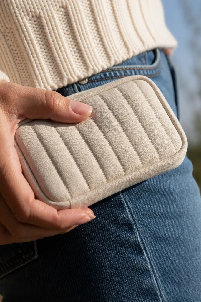 Cream quilted fabric Altoids wallet with soft padding and neat seams