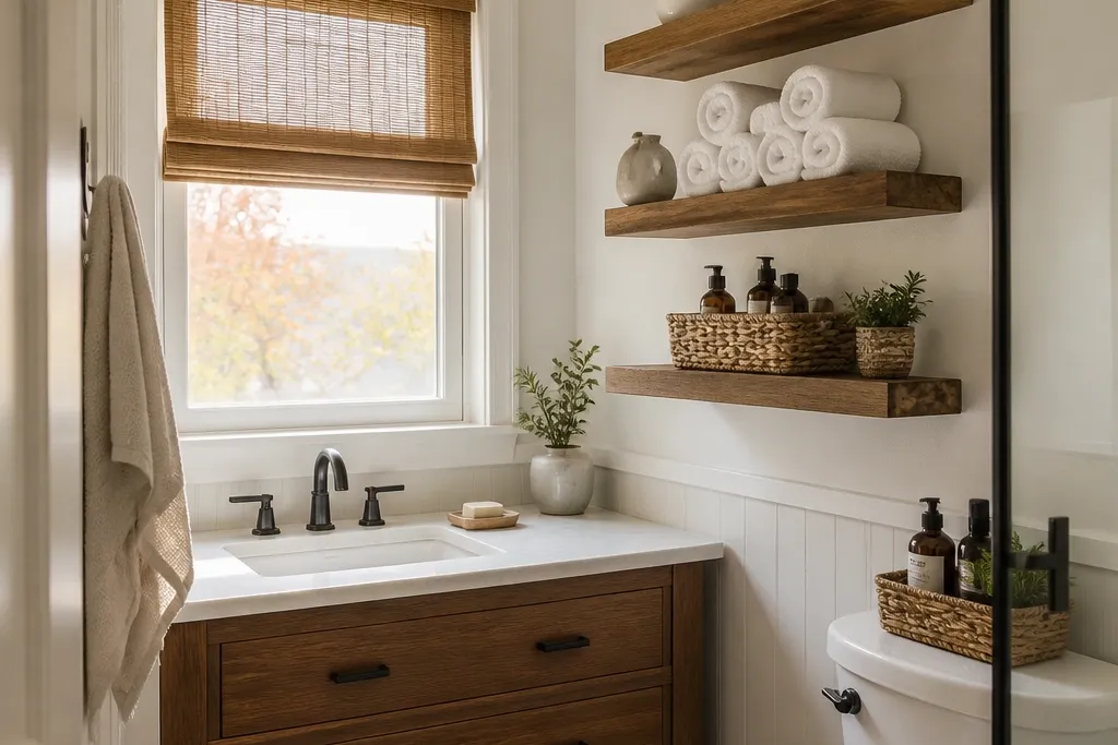 Cozy Floating Shelves Bathroom Ideas