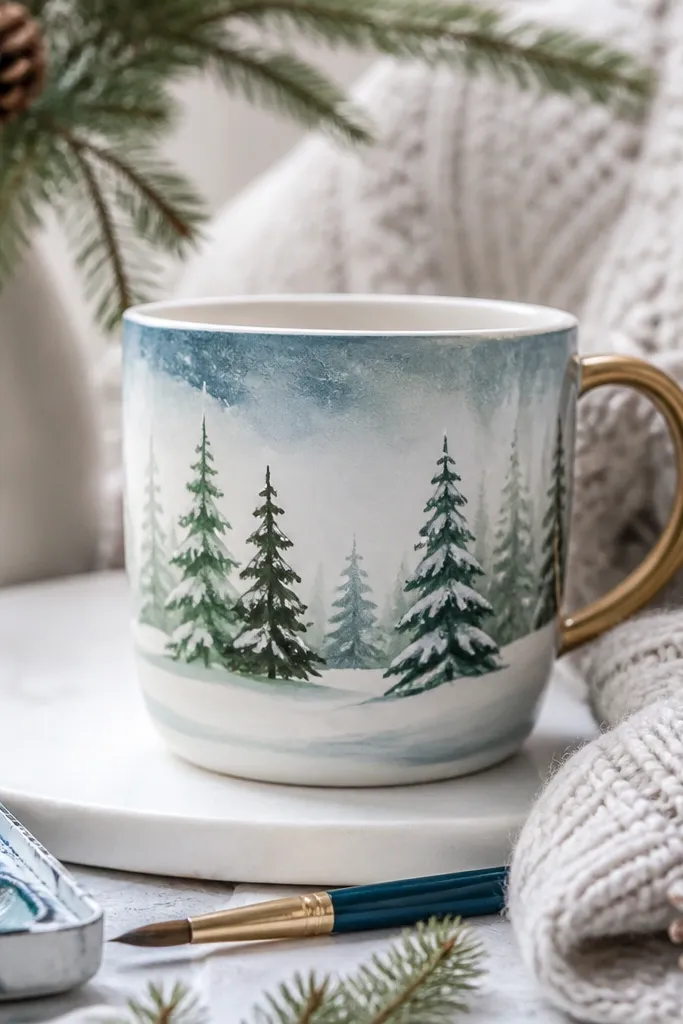 Cozy mug painting ideas for winter
