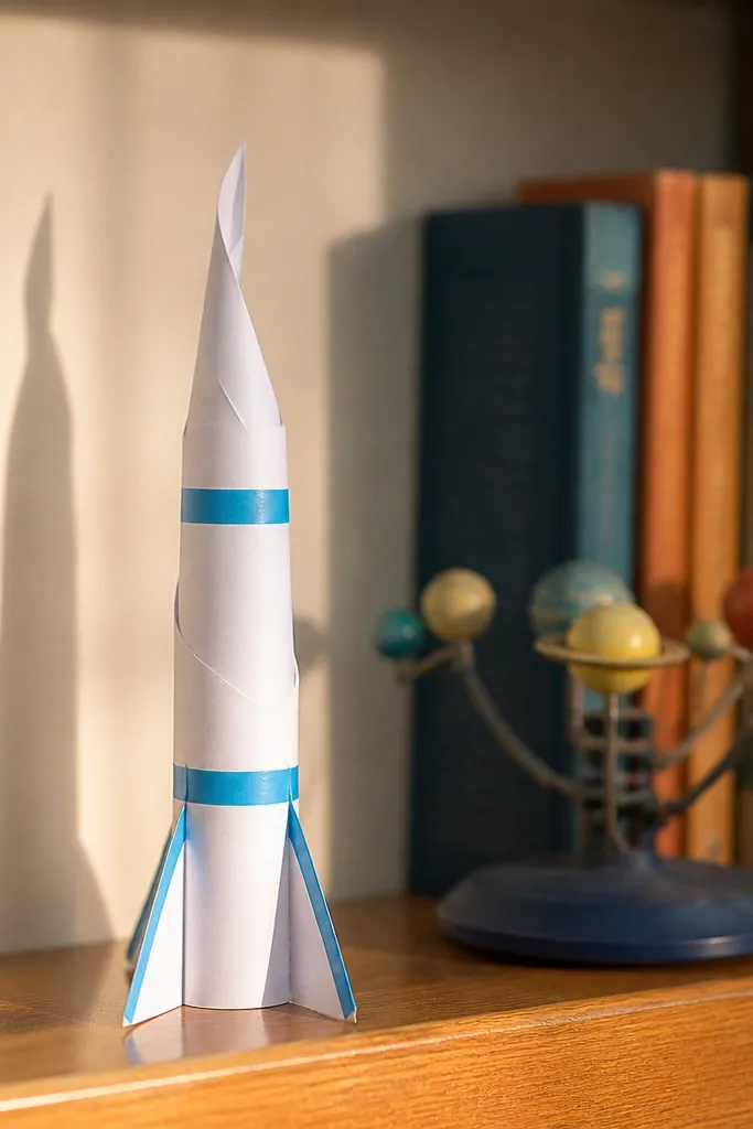 Small folded paper rocket shape with a pointed nose