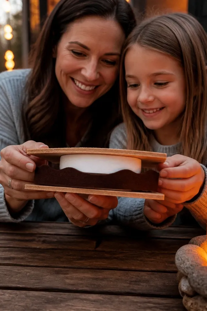 Paper s'mores with graham crackers, melted chocolate, and a squishy marshmallow