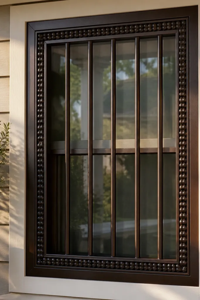 Espresso grill with a decorative bead rod around the perimeter