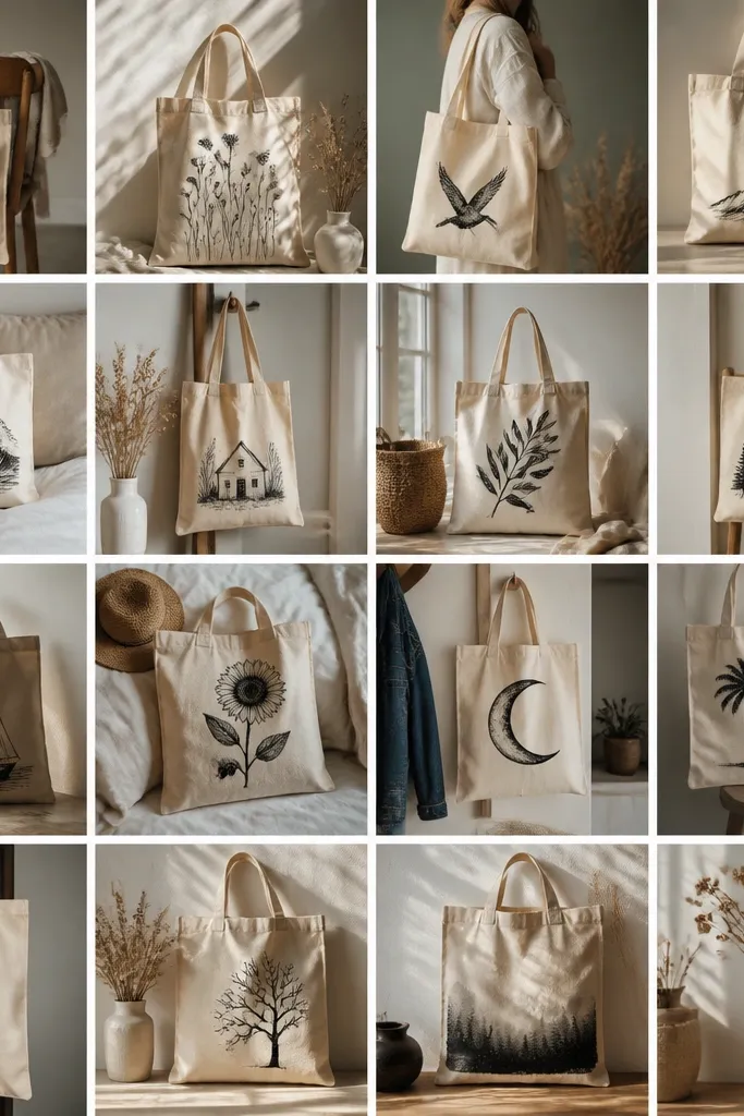 15 cozy tote bag painting ideas in black
