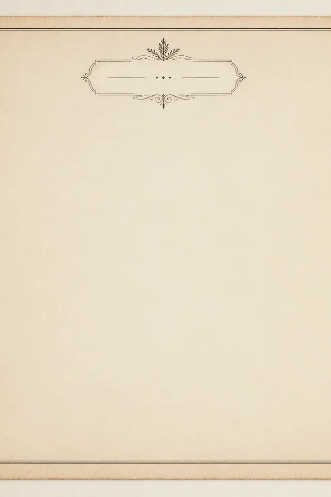 A vintage border that looks like a café menu. There's a small centered header area with tiny dark text lines, and the rest of the border has thin ruled lines and a warm paper background.