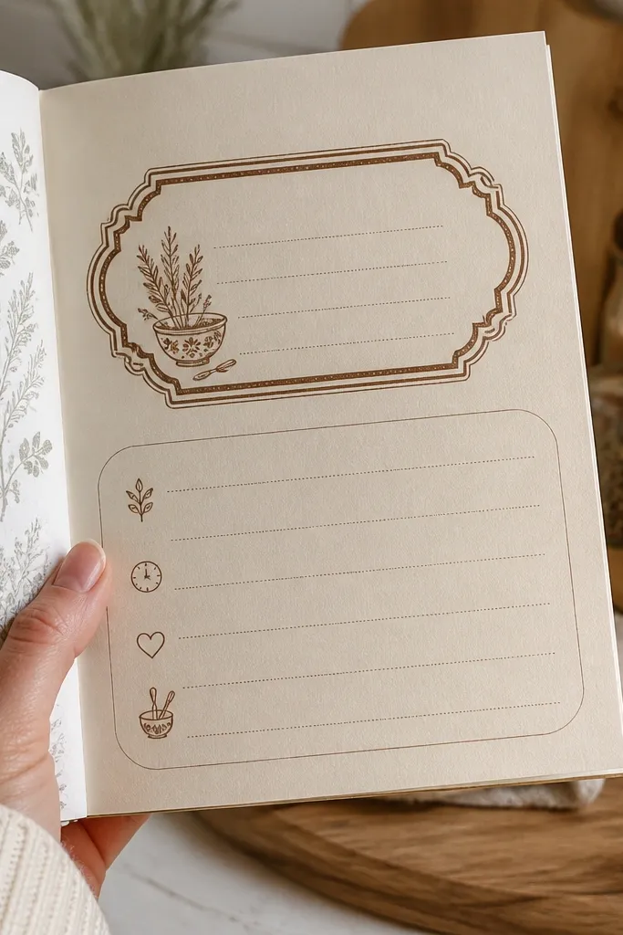 Small recipe card sticker with faded lines and handwritten-style text