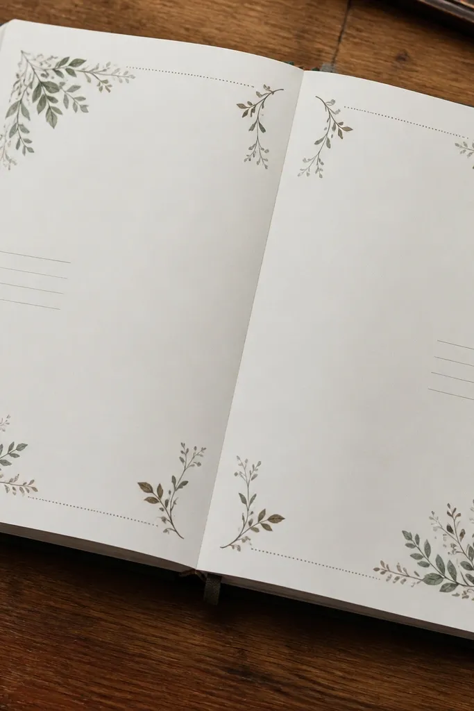 Leafy corner divider stickers in muted green and brown