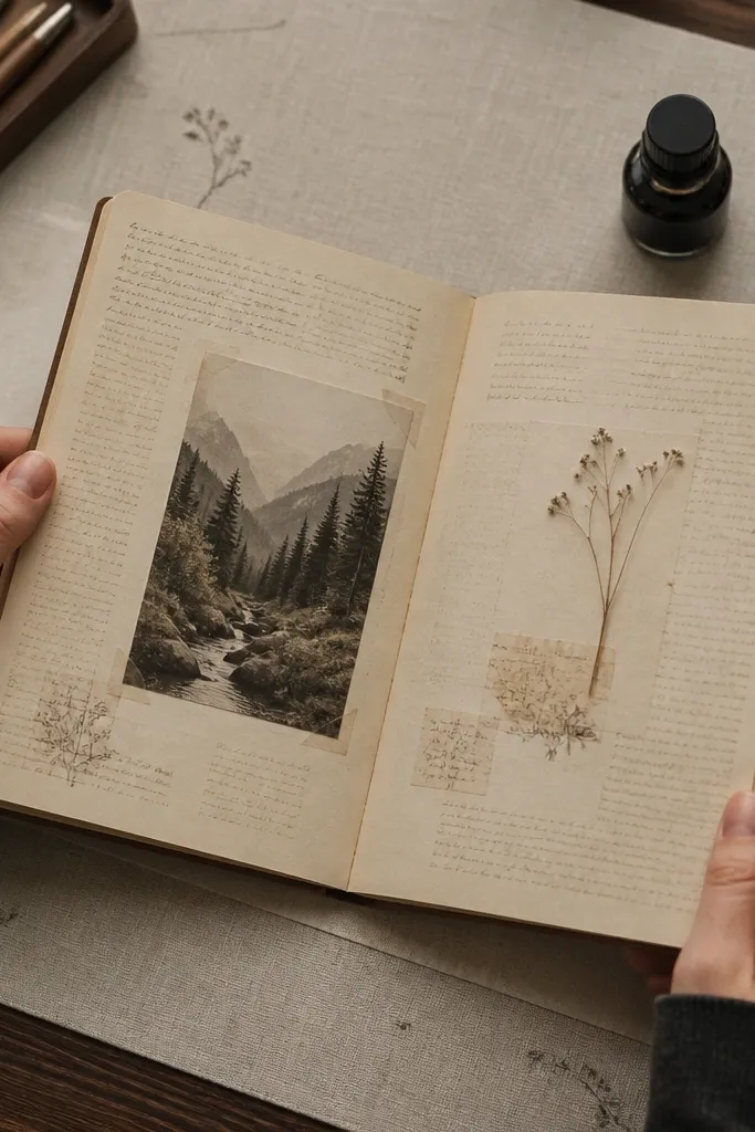 Tiny micro script stickers that look like aged book text in brown
