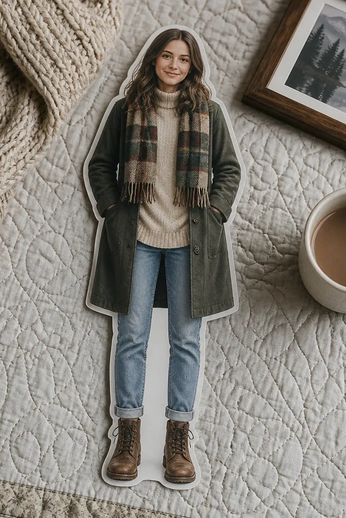 Paper doll sitting with a separate quilted blanket