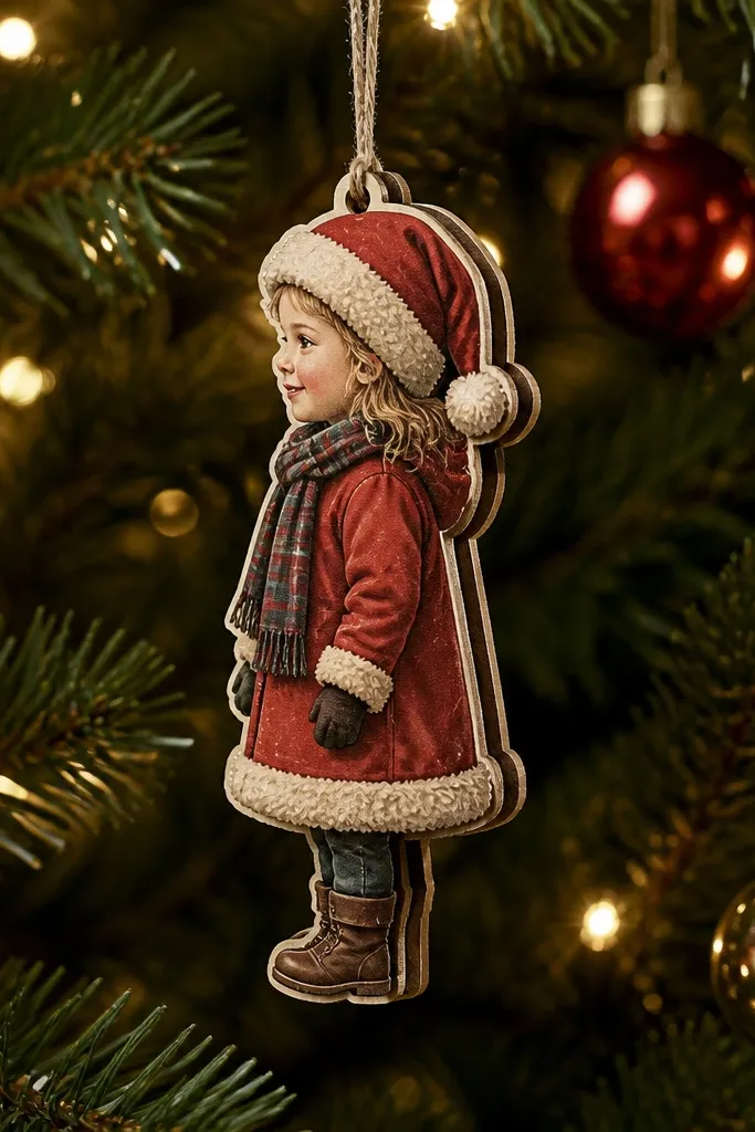 Paper doll designed as a hanging ornament with a pop-out layer