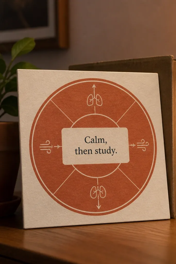 Terracotta background with a breath circle diagram and a center term card