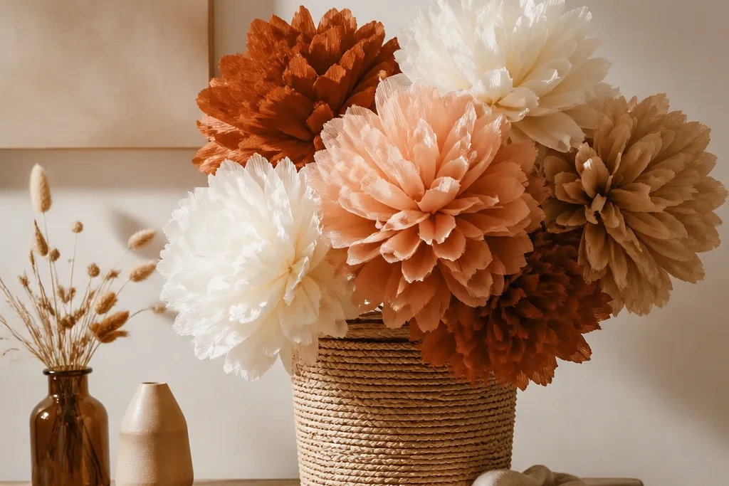 Cozy Warm Tissue Paper Flowers Decor