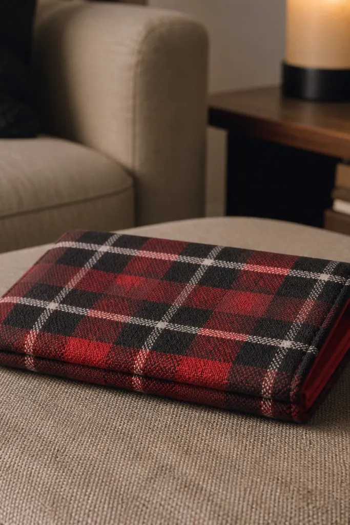 Red plaid flannel Altoids wallet with a smooth front and two concealed magnets